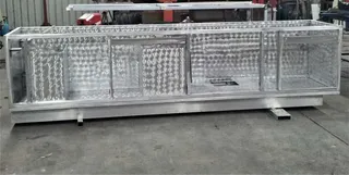 Fabricated stainless steel outdoor kitchen cabinet in the workshop