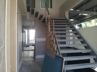 Steel staircase and landing frame during residential construction